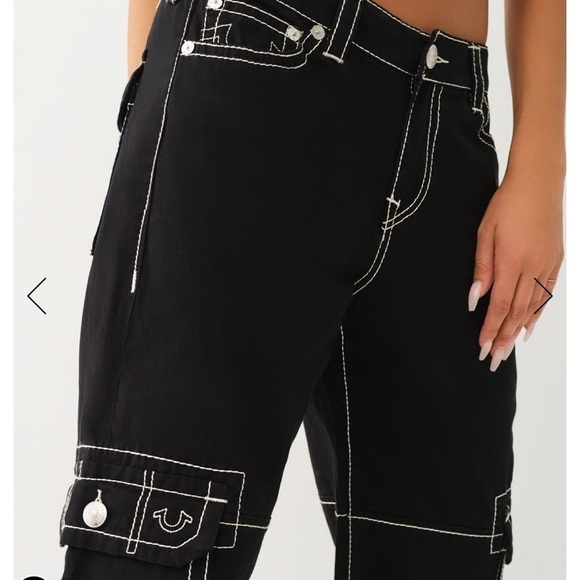 NWT True Religion Big T Baggy Cargo Plants Black 27​​ - Picture 3 of 11